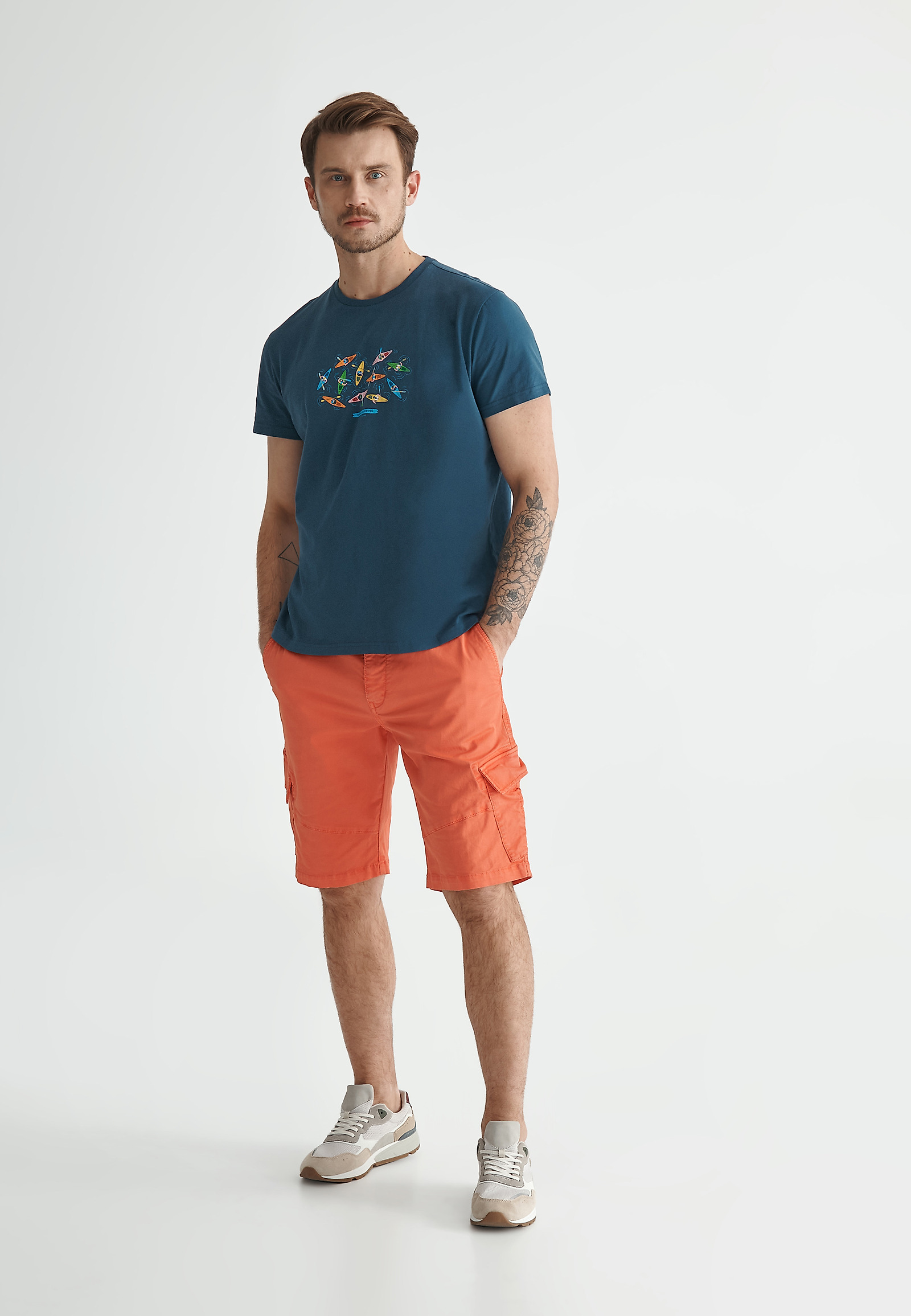 BAWEŁNIANY T-SHIRT MĘSKI MIKIN 21 BAWEŁNIANY T-SHIRT MĘSKI MIKIN 21 GRANATOWY 78979