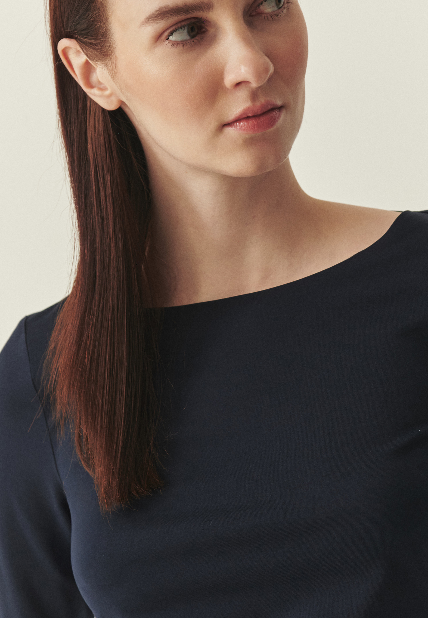 DOPASOWANA BLUZKA Z BAWEŁNĄ - MIKAJANKA GRANATOWY 2