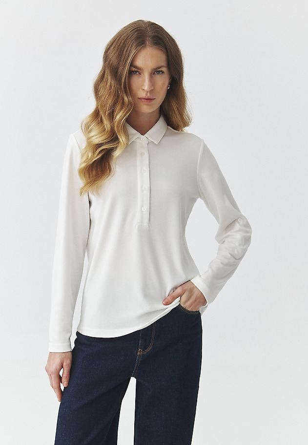 ŽENSKA PLETENA BLUZA Z NASTAVLJIVIMI ROKAVI - FLEA ŽENSKA PLETENA BLUZA Z NASTAVLJIVIMI ROKAVI - FLEA ECRU 1
