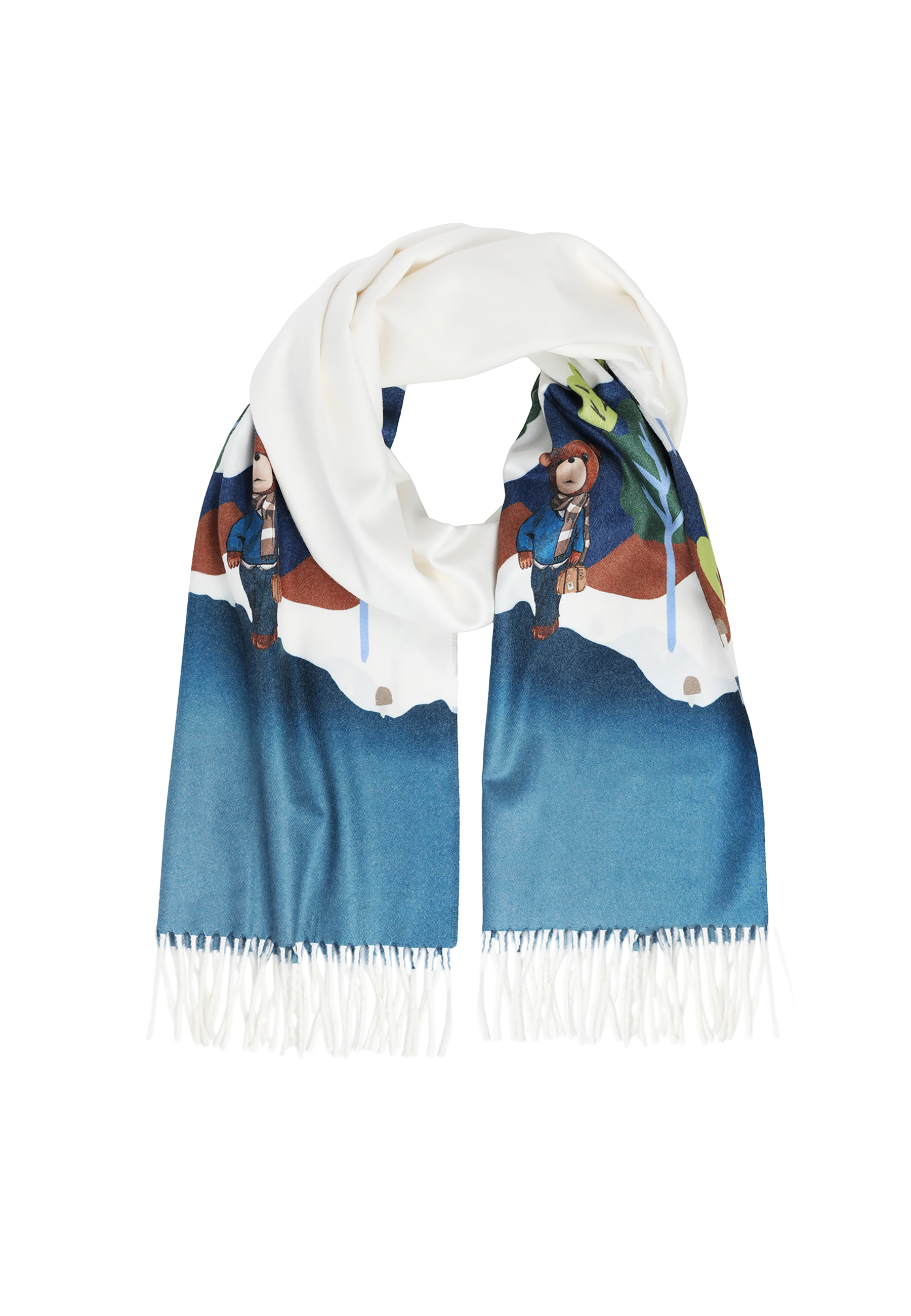 DAMSKI SZALIK Z FRĘDZLAMI I AUTORSKIM WZOREM — DIANIKA