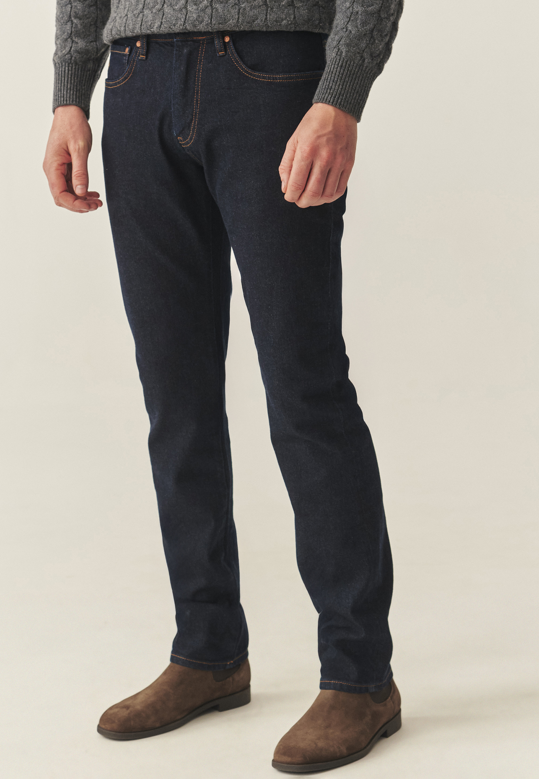 DENIMOWE SPODNIE MĘSKIE — KARMIN GRANATOWY 2