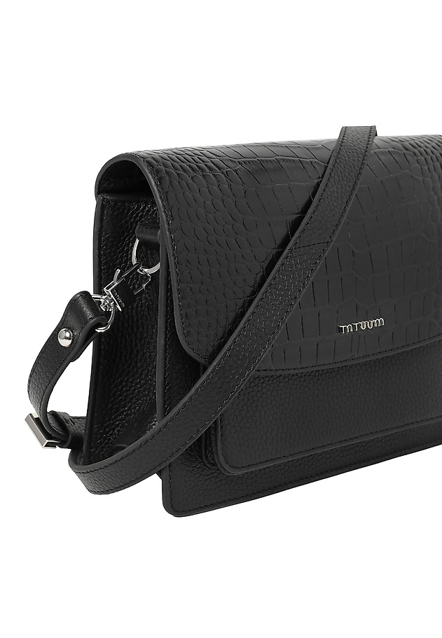 LEATHER MESSENGER BAG WITH EMBOSSING - SAVANNA LEATHER MESSENGER BAG WITH EMBOSSING - SAVANNA BLACK 4