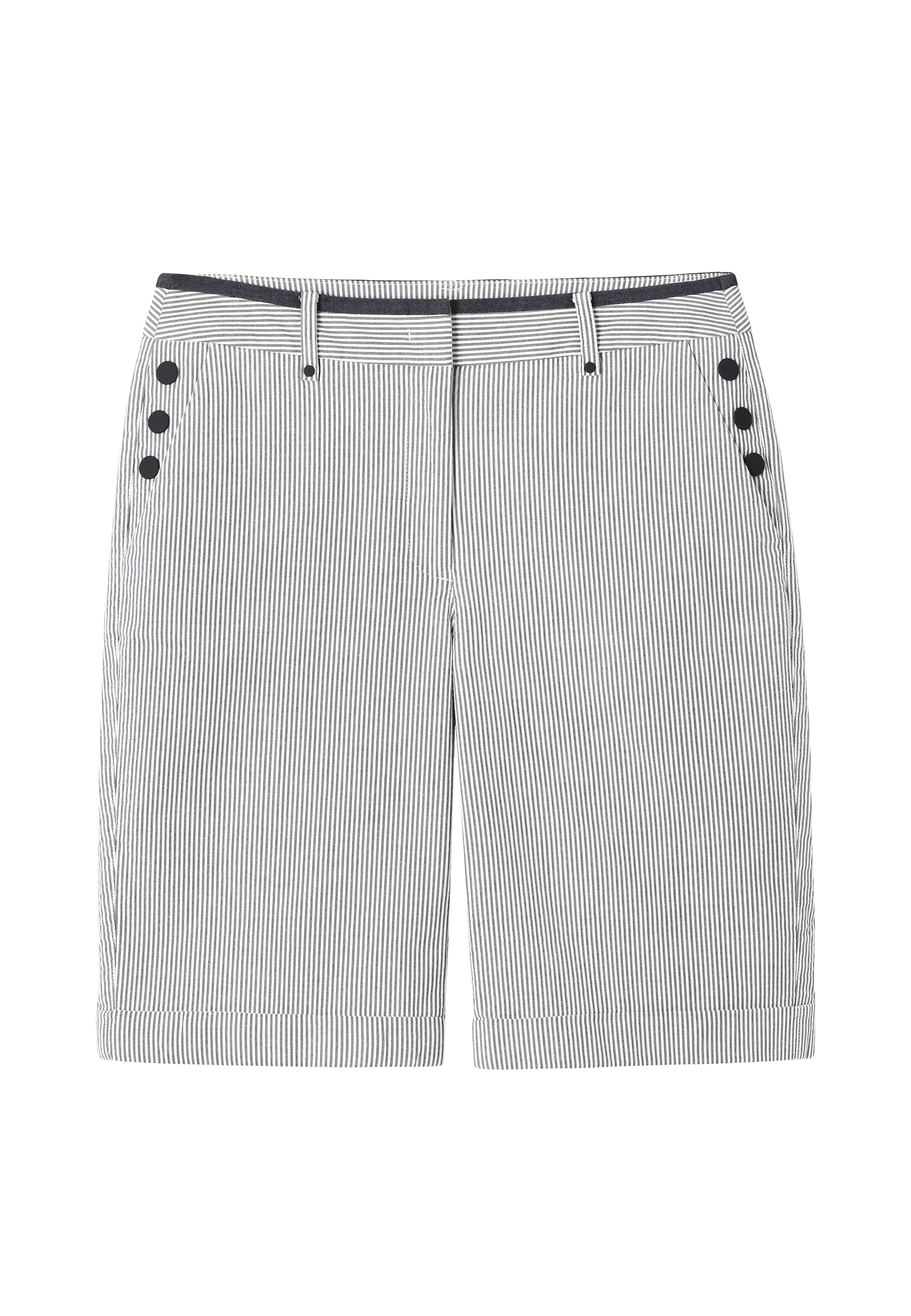 PANTALONI SCURȚI DIN ȚESĂTURĂ ÎN DUNGI - SORO MULTICOLOR 2