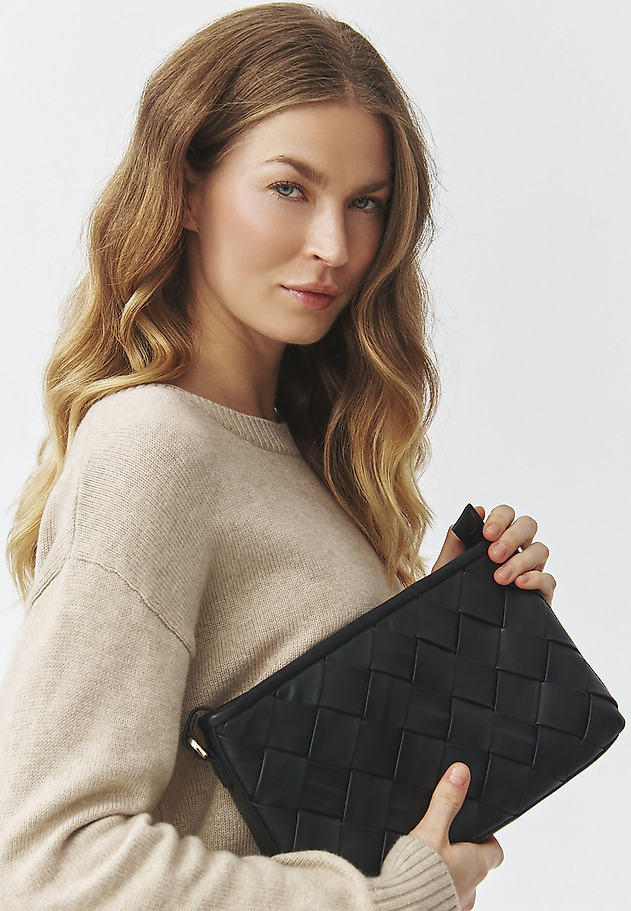 LADIES' LEATHER BAG WITH BRAID — PRISHA LADIES' LEATHER BAG WITH BRAID — PRISHA CZARNY 2