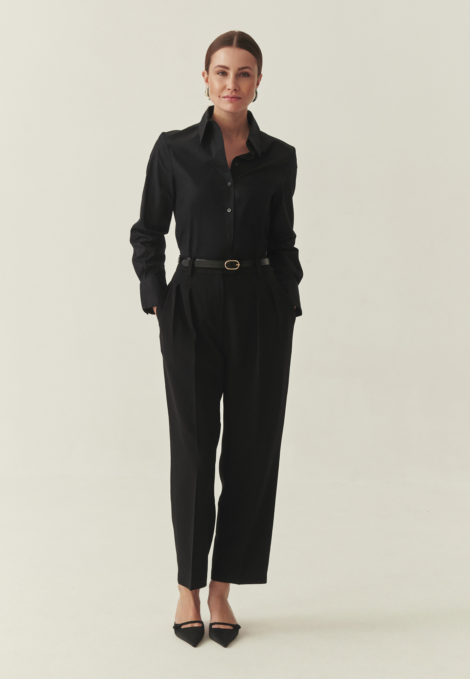 KLASYCZNA KOSZULA Z BAWEŁNY - ERWENNA CZARNY 2