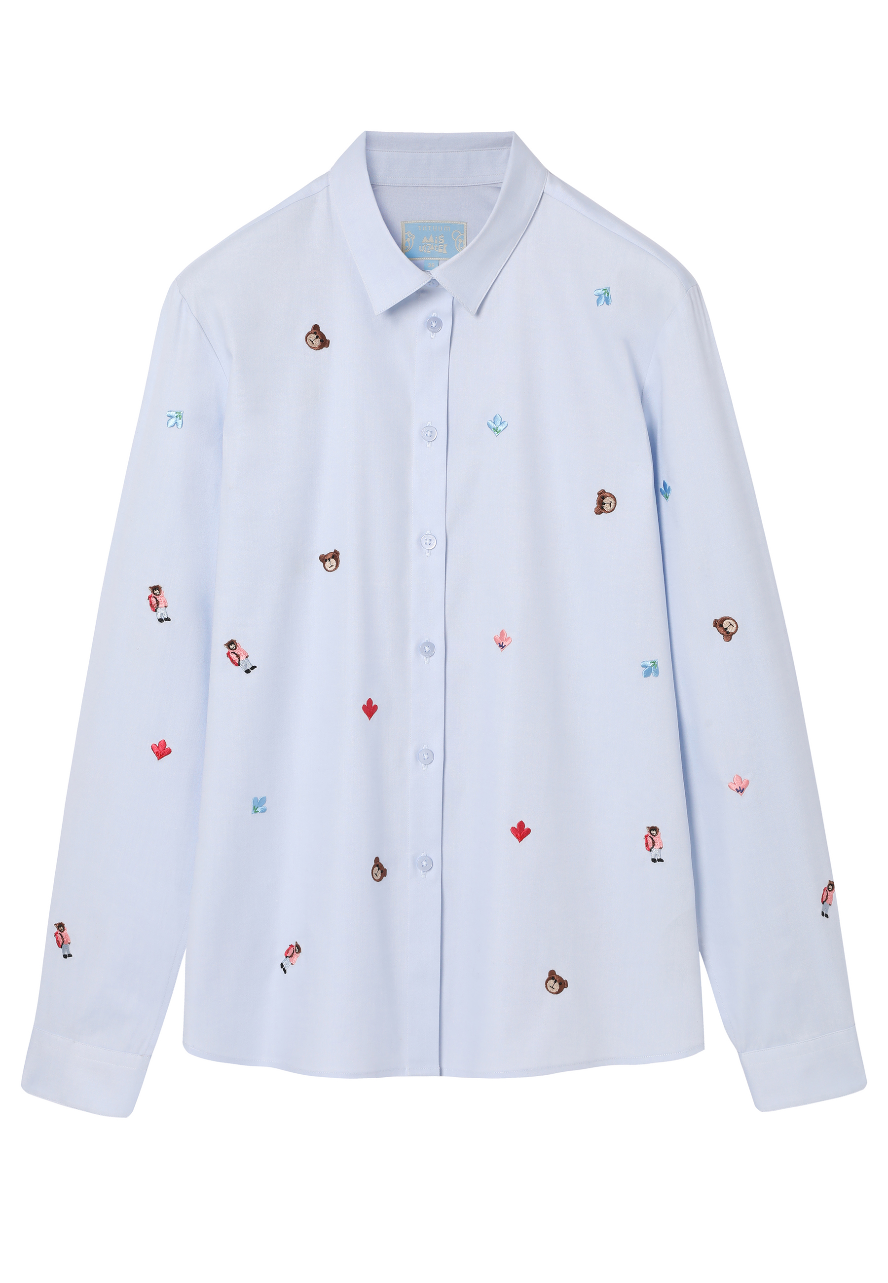 HAFTOWANA KOSZULA Z BAWEŁNĄ - EDINA NIEBIESKI 2