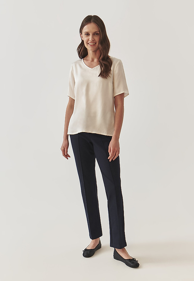 LADIES’ SATIN BLOUSE WITH SHORT SLEEVES - MEKONGA LADIES’ SATIN BLOUSE WITH SHORT SLEEVES - MEKONGA ECRU 2
