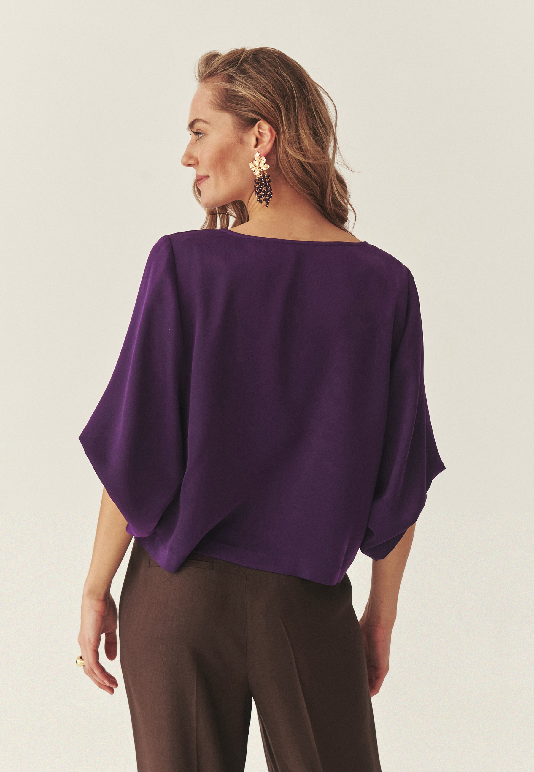 bluzka damska tkaninowa LAMA FIOLETOWY 2