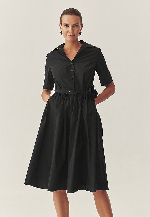 FLARED TAFFETA DRESS - SATIDA FLARED TAFFETA DRESS - SATIDA BLACK 3