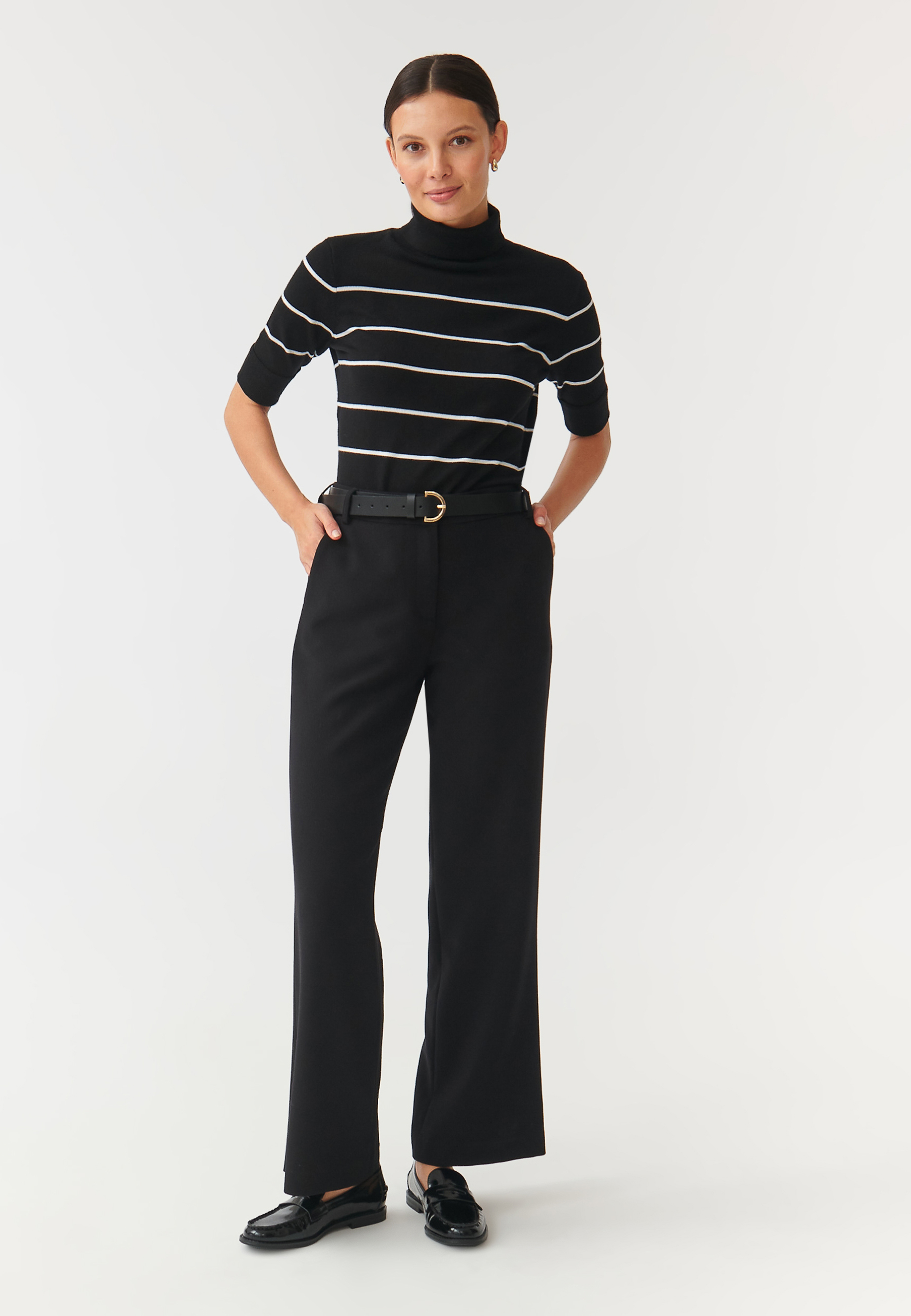 KLASYCZNY SWETER DAMSKI W PASKI Z GOLFEM LU 1