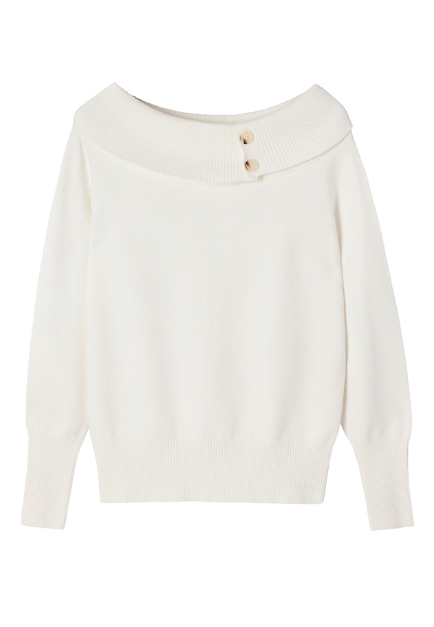 SWETER Z WYWIJANYM DEKOLTEM - LUISA SWETER Z WYWIJANYM DEKOLTEM - LUISA ECRU 6