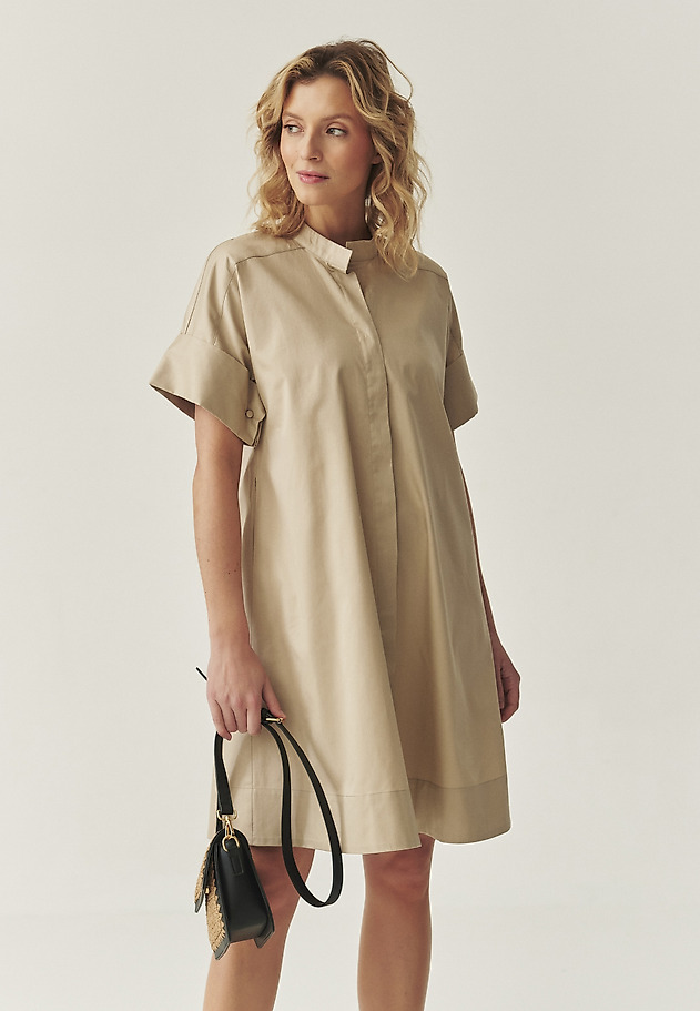 COTTON KNEE-LENGTH DRESS - ALIATI COTTON KNEE-LENGTH DRESS - ALIATI BEŻOWY 1