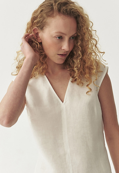 SLEEVELESS LINEN BLOUSE - LUIZA ECRU 2