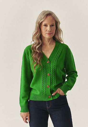 DAMSKI KARDIGAN Z GUZIKAMI I WARKOCZOWYM WZOREM — LILAC 1 DAMSKI KARDIGAN Z GUZIKAMI I WARKOCZOWYM WZOREM — LILAC 1