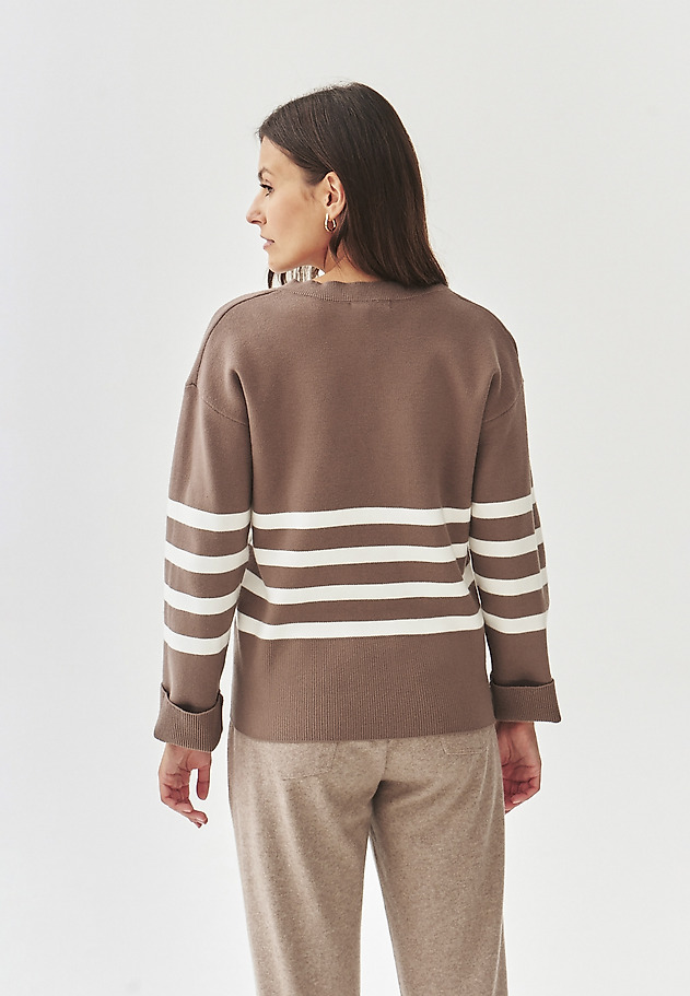 LADIES' STRIPED SWEATER - ELIANA LADIES' STRIPED SWEATER - ELIANA BEŻOWY 3