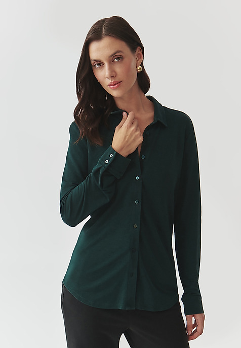 LADIES' KNITTED SHIRT WITH COLLAR — GANKO GREEN 2