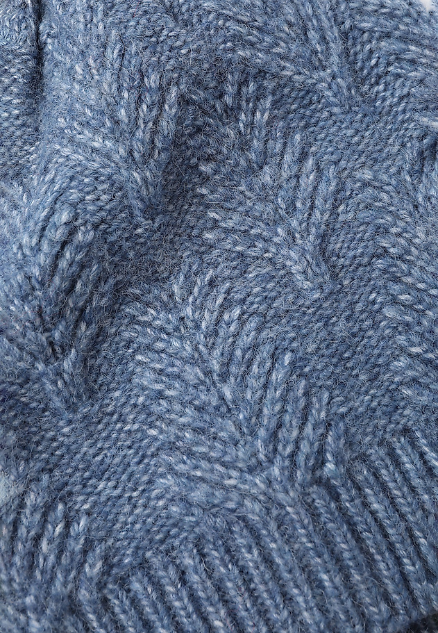 KNITTED LADIES' CAP WITH AUTUMN STRUCTURED PATTERN — TUKA KNITTED LADIES' CAP WITH AUTUMN STRUCTURED PATTERN — TUKA NIEBIESKI 3