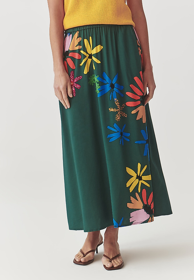 LADIES’ LONG FLORAL SKIRT - SAND 1 LADIES’ LONG FLORAL SKIRT - SAND 1 ZIELONY 2
