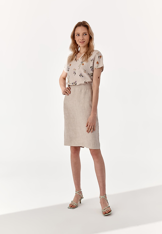 LINEN PENCIL SKIRT PARMA LINEN PENCIL SKIRT PARMA BEŻOWY 1