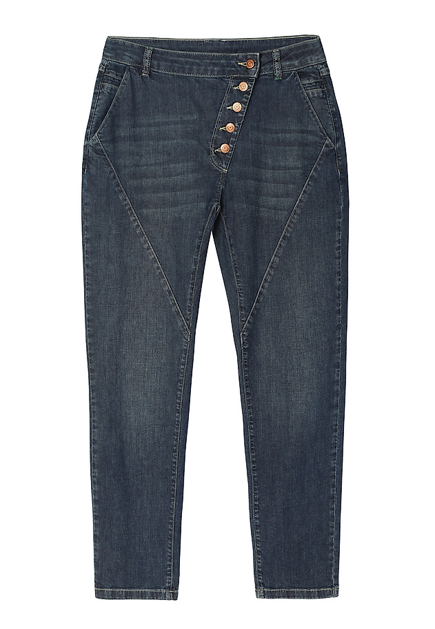 DÁMSKÉ ÚZKÉ DŽÍNOVÉ KALHOTY TYPU BOYFRIEND S ASYMETRICKÝM ZAPÍNÁNÍM - FEGA DÁMSKÉ ÚZKÉ DŽÍNOVÉ KALHOTY TYPU BOYFRIEND S ASYMETRICKÝM ZAPÍNÁNÍM - FEGA MODRÁ 5