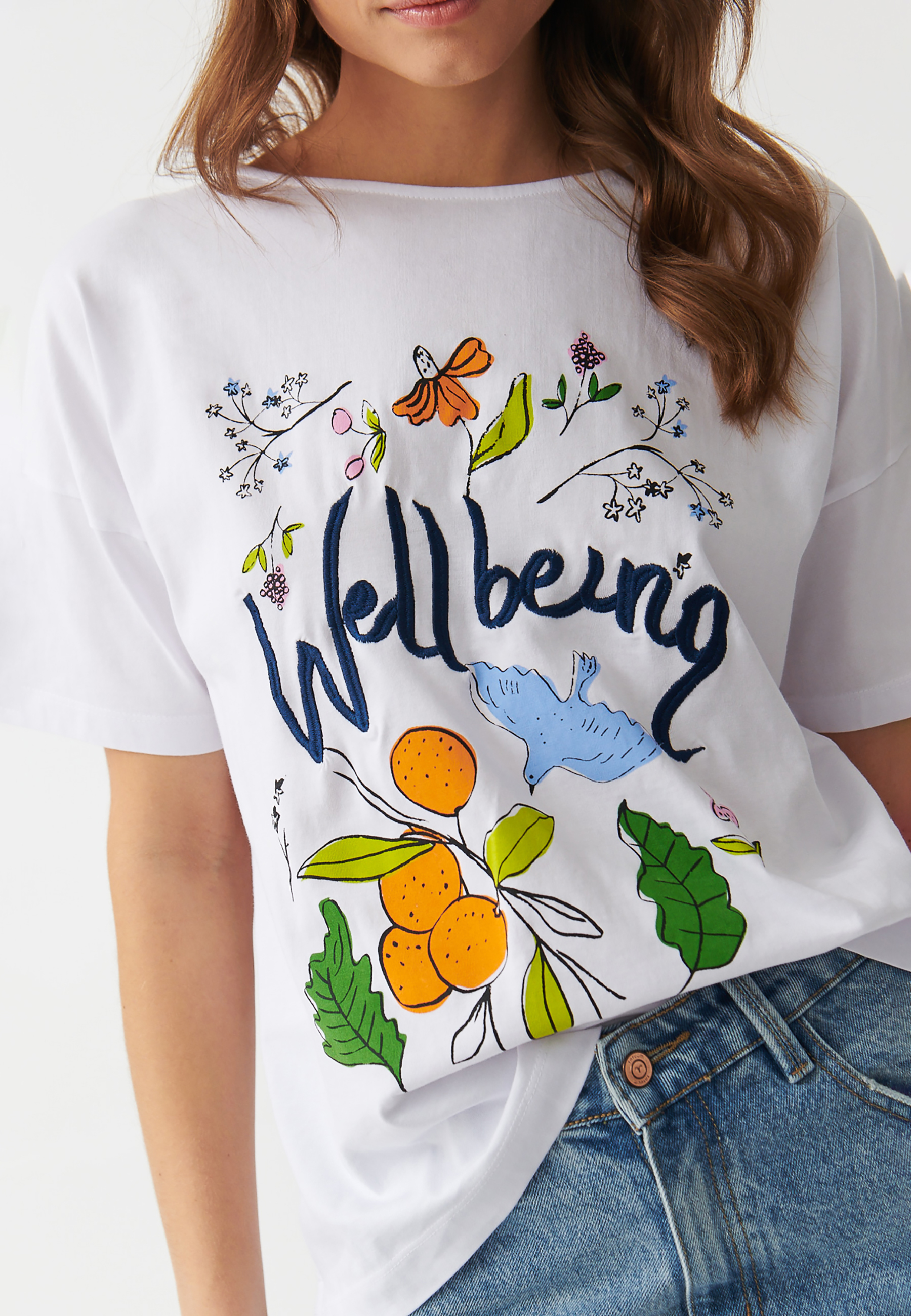 LADIES' OVERSIZED T-SHIRT WITH CENTRALIZED PRINT - MIZA
