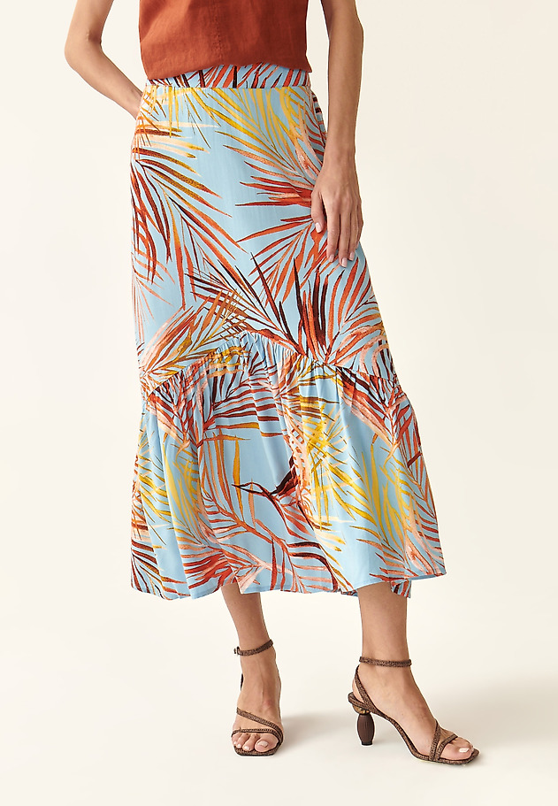 PRINTED SKIRT WITH WIDE RUFFLE BOLENA PRINTED SKIRT WITH WIDE RUFFLE BOLENA MULTIKOLOR 2