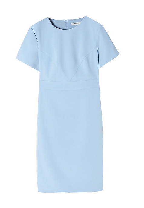 LADIES’ CLASSIC PENCIL DRESS WITH SHORT SLEEVES - WARTI BLUE 2