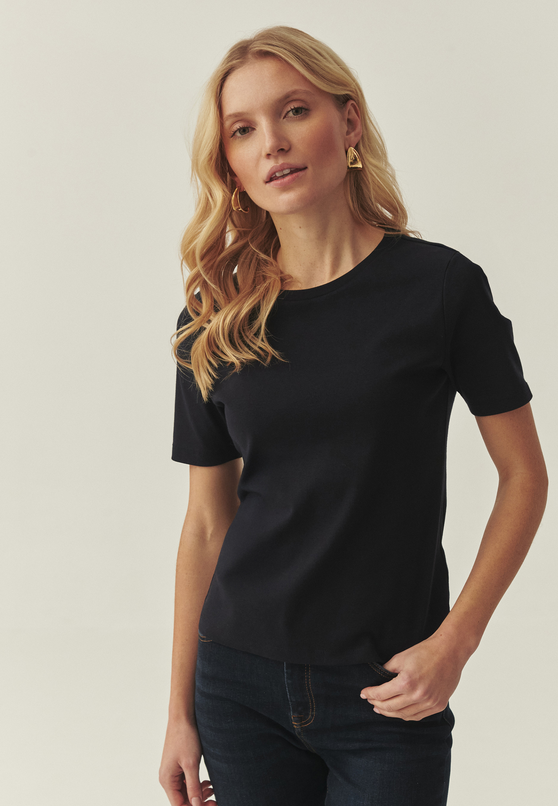 BAWEŁNIANY T-SHIRT Z KRÓTKIM RĘKAWEM - KIRI GRANATOWY 2