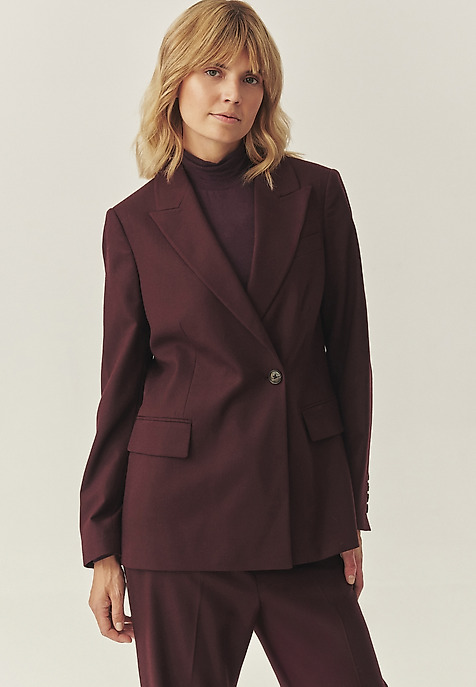 BORDOWY ŻAKIET Z WEŁNĄ - SOHO CZERWONY 2