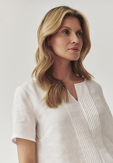 LADIES’ LINEN BLOUSE - PEMILIANA WHITE 2