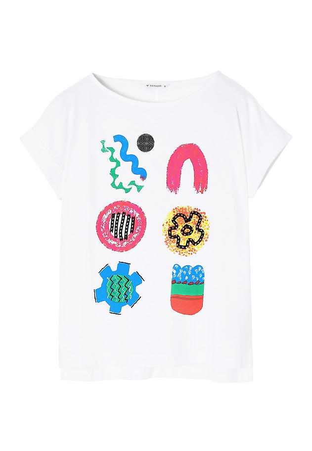 OVERSIZED LADIES' T-SHIRT WITH MULTICOLORED PRINT – MAKI 1 OVERSIZED LADIES' T-SHIRT WITH MULTICOLORED PRINT – MAKI 1 WHITE 5