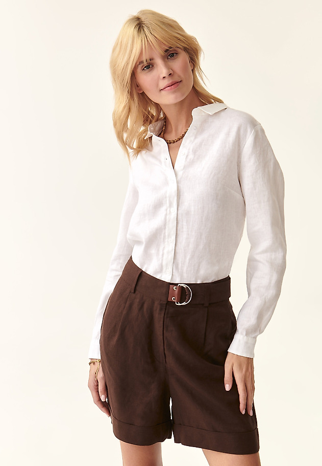 LADIES' LINEN SHORTS KOSOKO LADIES' LINEN SHORTS KOSOKO BROWN 1