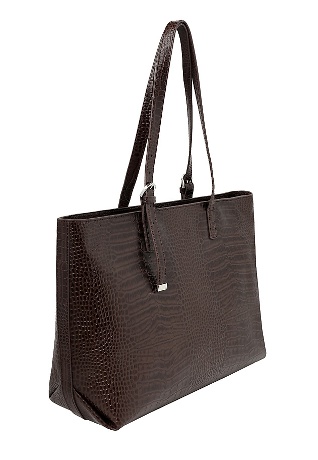 SKÓRZANA TORBA SHOPPER Z KOSMETYCZKĄ - MAHOGANY SKÓRZANA TORBA SHOPPER Z KOSMETYCZKĄ - MAHOGANY BRĄZOWY 3