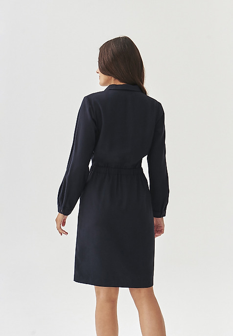 FABRIC PENCIL DRESS - TIZANA NAVY BLUE 2