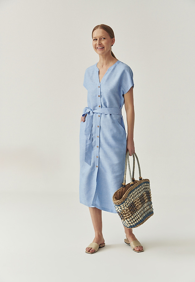 BLUZA MIDI Z LINA - ZEWI BLUZA MIDI Z LINA - ZEWI MODRA 6