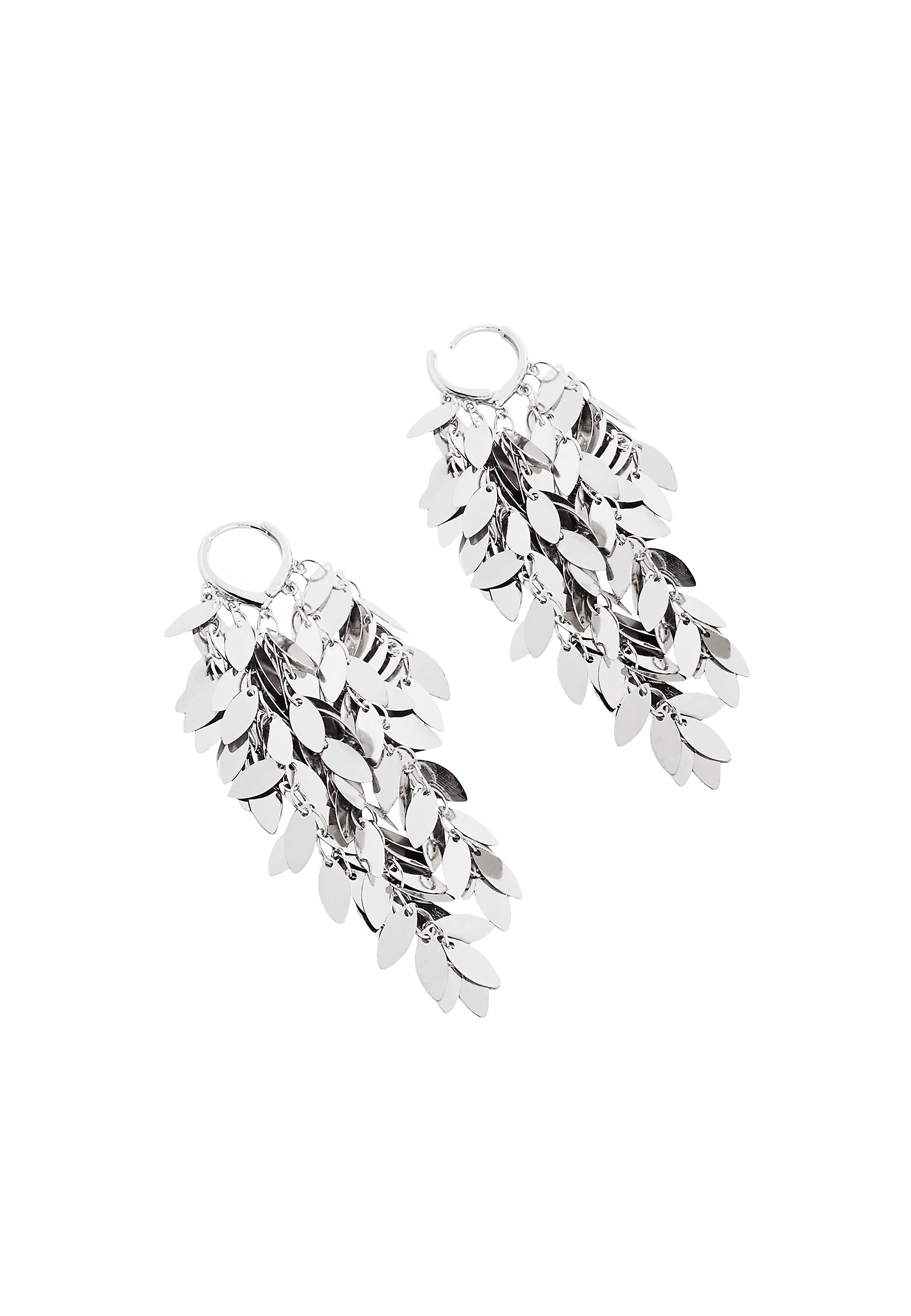 LONG EARRINGS WITH A FLORAL MOTIF — ACCELI LONG EARRINGS WITH A FLORAL MOTIF — ACCELI SILVER 102954