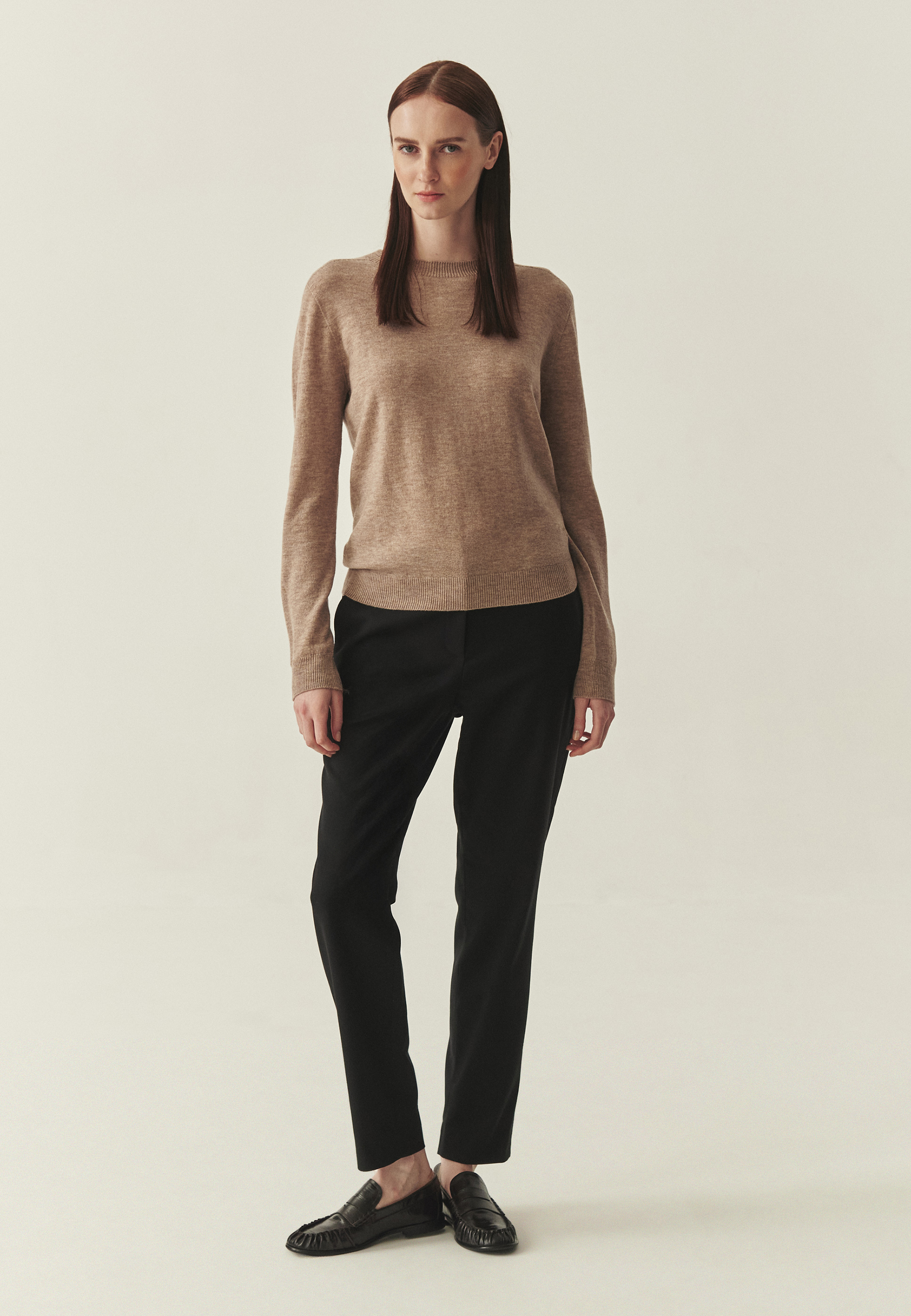 WEŁNIANY SWETER Z DŁUGIM RĘKAWEM - ROSSA BEŻOWY 2