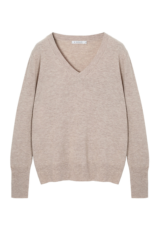 LADIES’ WOOL SWEATER WITH A V-SHAPED NECKLINE - RONI LADIES’ WOOL SWEATER WITH A V-SHAPED NECKLINE - RONI BEŻOWY 6