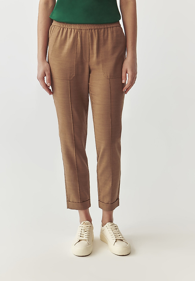 LADIES’ PANTS WITH TURNED-UP CUFFS - SUMIKO LADIES’ PANTS WITH TURNED-UP CUFFS - SUMIKO BRĄZOWY 2