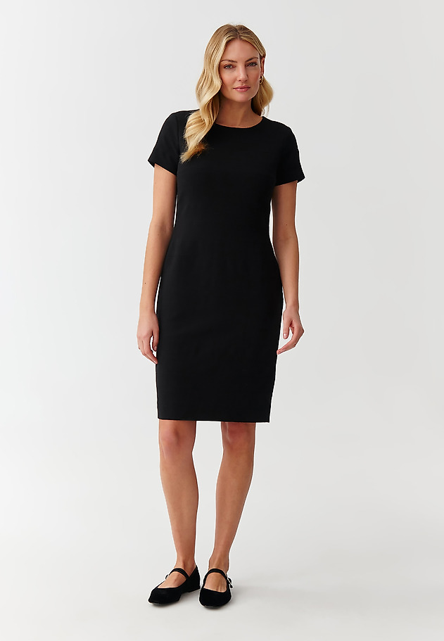 LADIES' PENCIL DRESS WITH SHORT SLEEVES - HIPIKO color BLACK LADIES' PENCIL DRESS WITH SHORT SLEEVES - HIPIKO color BLACK