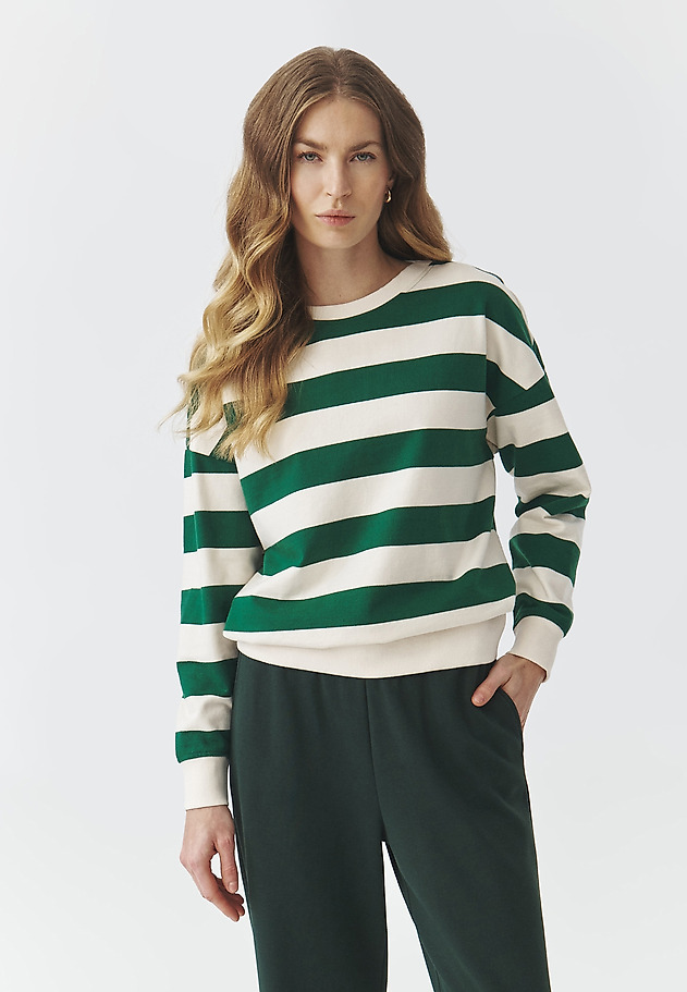 LADIES' CROSS-STRIPED KNITTED SWEATSHIRT — CANDY 1 LADIES' CROSS-STRIPED KNITTED SWEATSHIRT — CANDY 1 MULTIKOLOR 2
