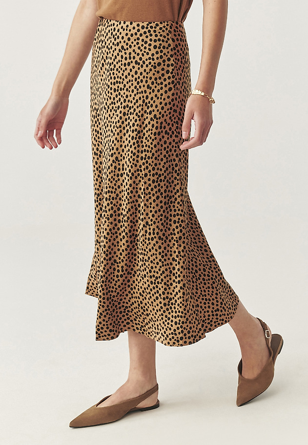 PATTERNED MIDI SKIRT WITH SATIN FINISH SATINI color