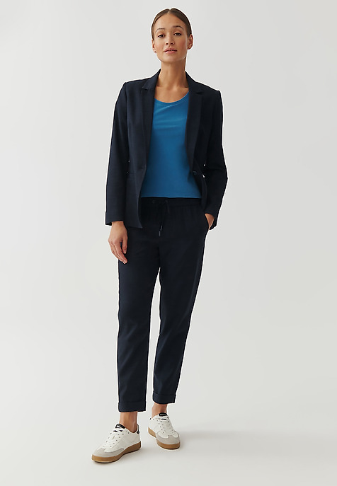 PANTALONI DE DAMĂ, DIN ȚESĂTURĂ, CU ELASTIC ÎN TALIE - SUDIKI BLEUMARIN 2