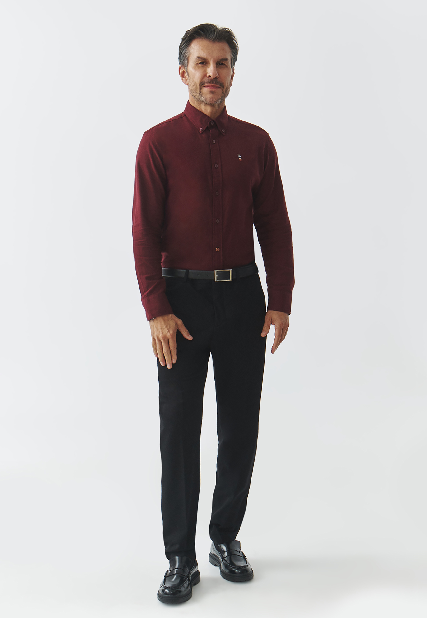 BAWEŁNIANA KOSZULA MĘSKA O DOPASOWANYM KROJU — MARCO 5 CZERWONY 2