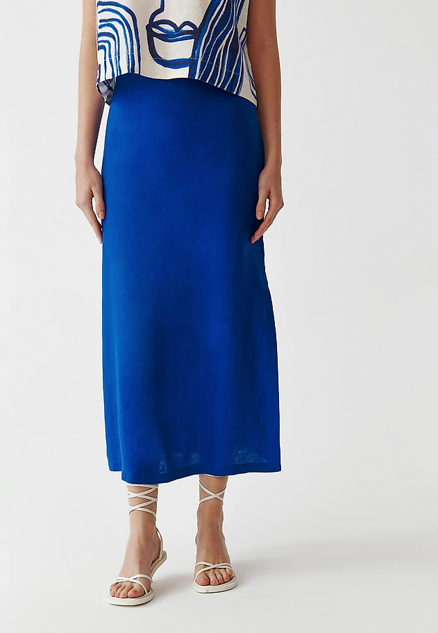 LADIES’ BREATHABLE MIDI SKIRT WITH SLITS ON THE SIDES - SENO LADIES’ BREATHABLE MIDI SKIRT WITH SLITS ON THE SIDES - SENO NIEBIESKI 3