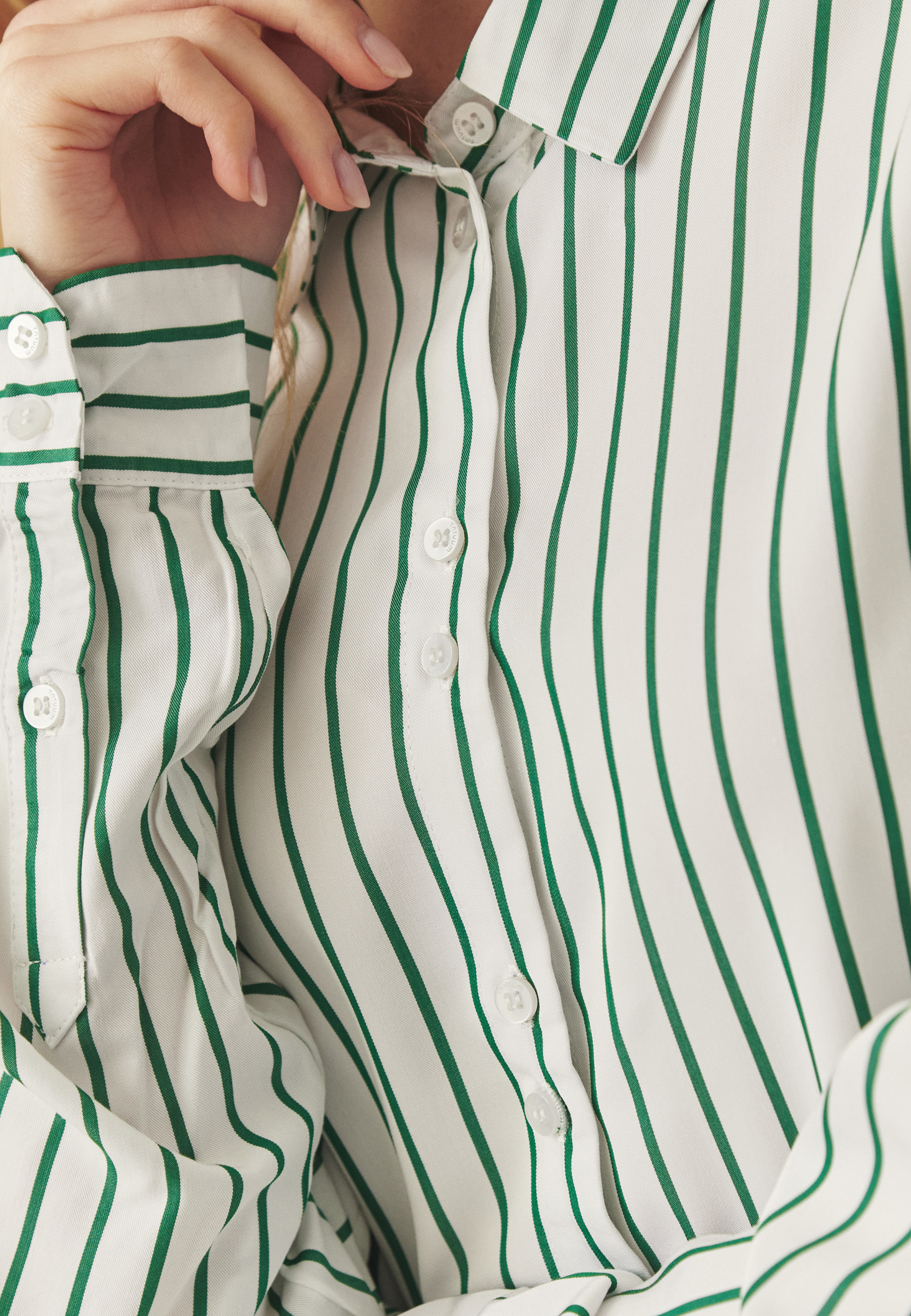 CĂMAȘĂ DIN ȚESĂTURĂ, CU DUNGI VERZI — ENMO 1 MULTICOLOR 2