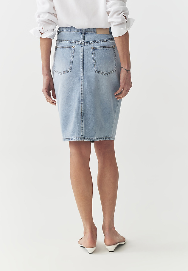 DENIM SKIRT WITH PLEATS — EWI DENIM SKIRT WITH PLEATS — EWI NIEBIESKI 3