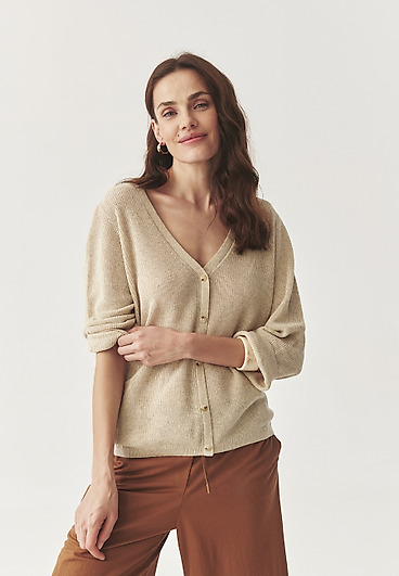 PRZEWIEWNY KARDIGAN Z LNEM - ESTIKA PRZEWIEWNY KARDIGAN Z LNEM - ESTIKA