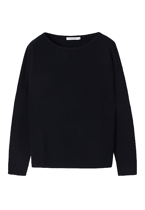 LADIES' STRUCTURED SWEATER WITH A BOAT NECKLINE - PEGGIE NAVY BLUE 2