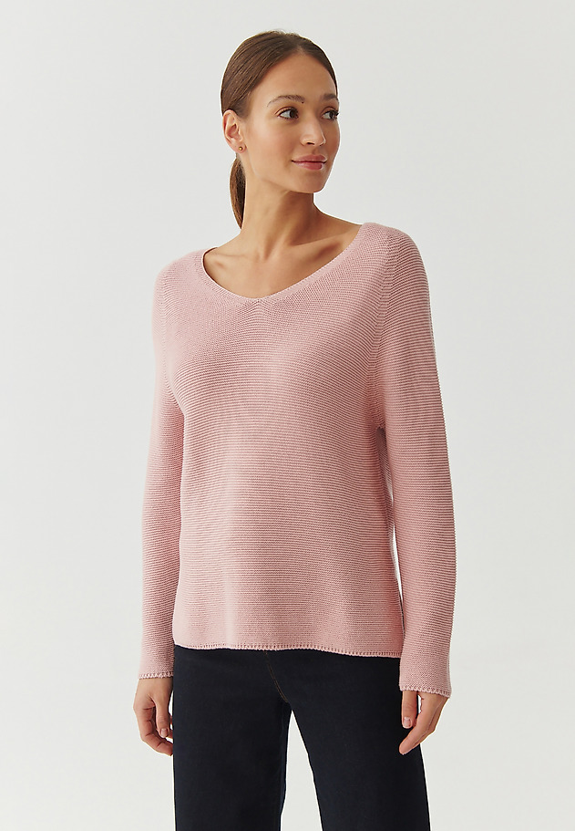 LADIES’ SWEATER WITH V-SHAPED NECKLINE - BORI LADIES’ SWEATER WITH V-SHAPED NECKLINE - BORI RÓŻOWY 3